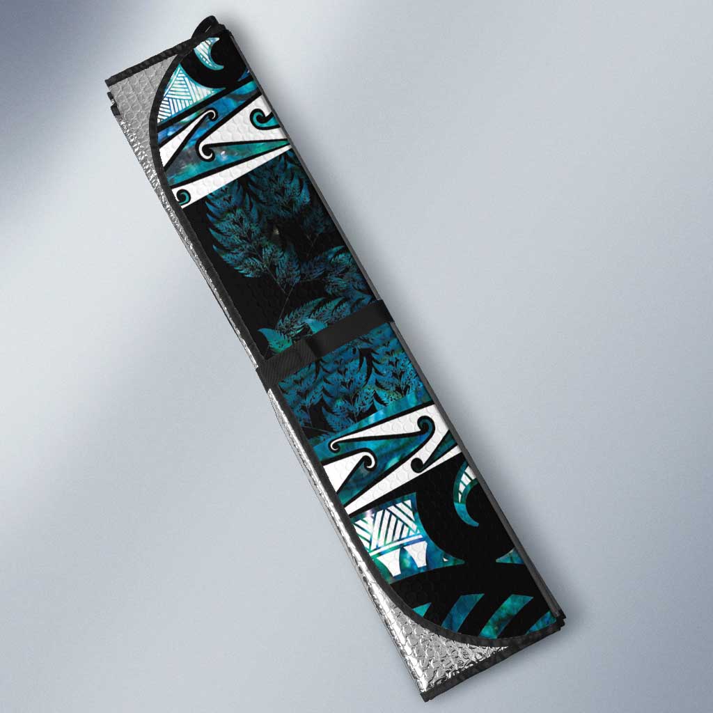 Kia Ora New Zealand Auto Sun Shade Aotearoa Proud Maori Paua Shell Silver Fern - Polynesian Pride