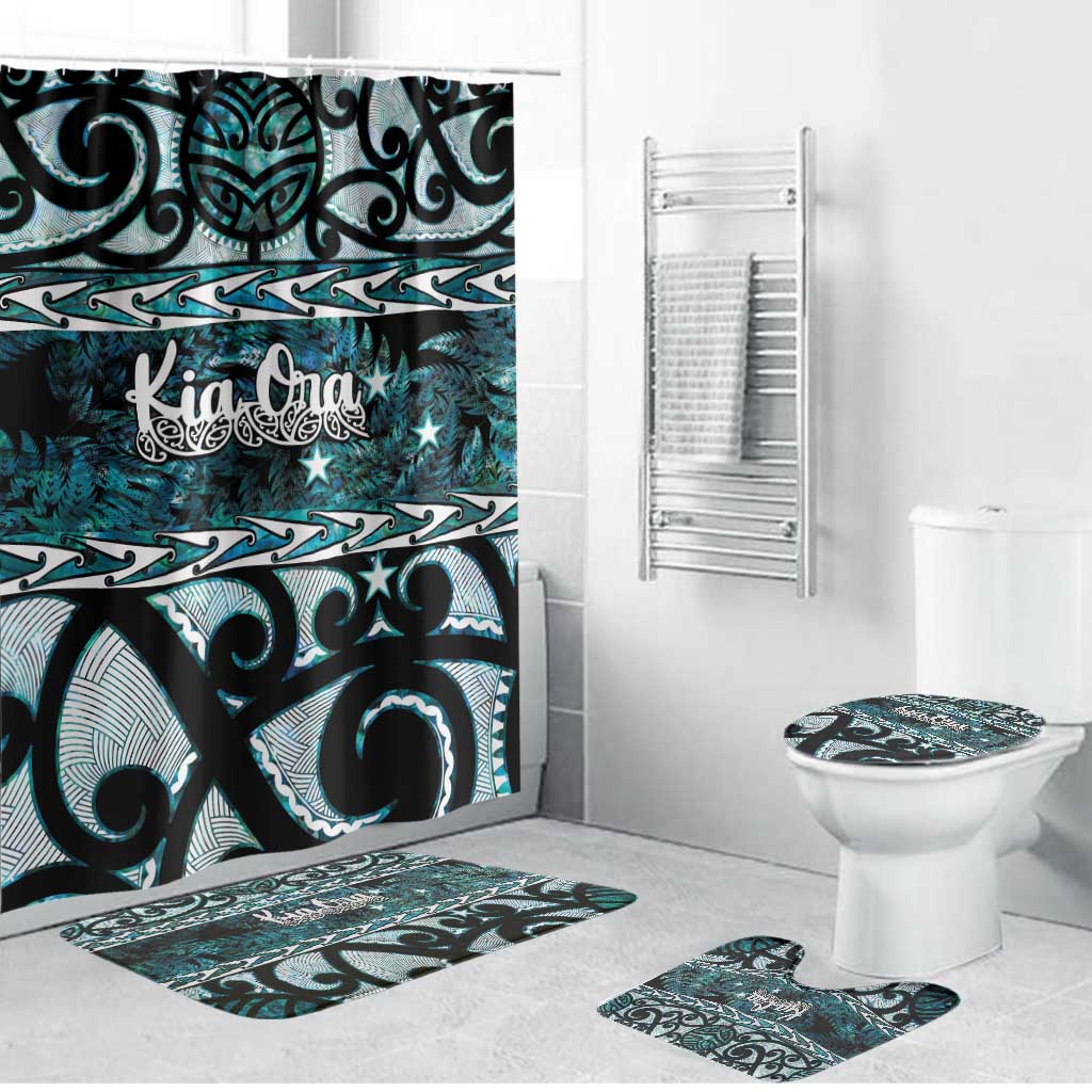 Kia Ora New Zealand Bathroom Set Aotearoa Proud Maori Paua Shell Silver Fern - Polynesian Pride