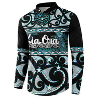Kia Ora New Zealand Button Sweatshirt Aotearoa Proud Maori Paua Shell Silver Fern LT14 - Polynesian Pride