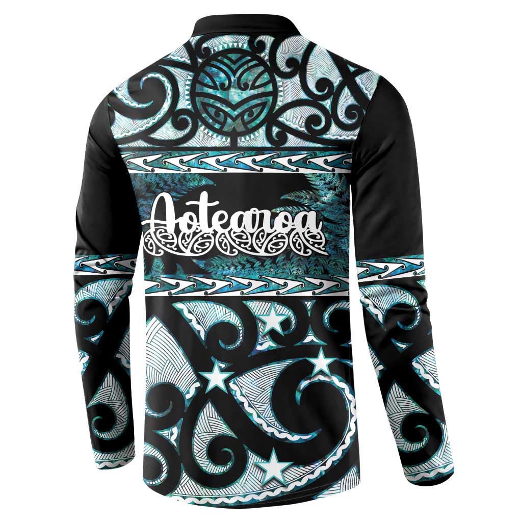 Kia Ora New Zealand Button Sweatshirt Aotearoa Proud Maori Paua Shell Silver Fern LT14 - Polynesian Pride