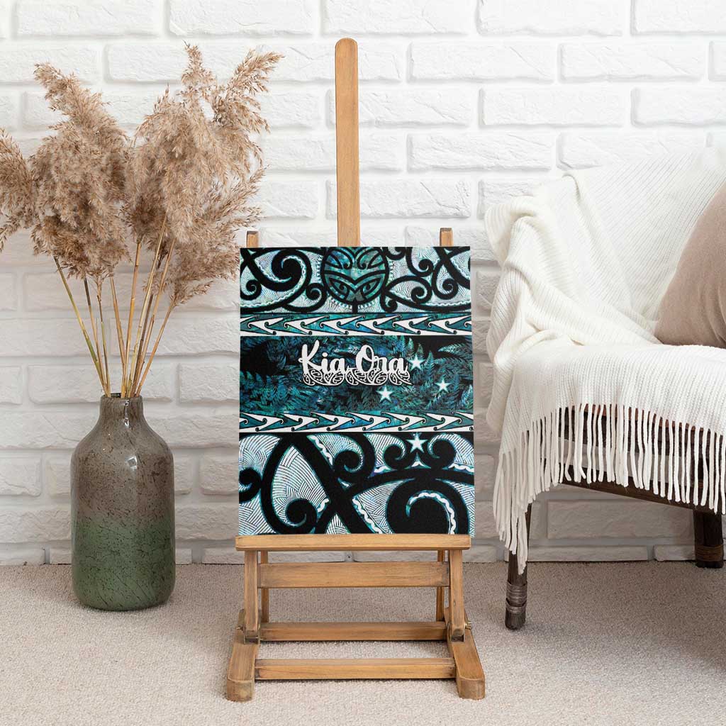 Kia Ora New Zealand Canvas Wall Art Aotearoa Proud Maori Paua Shell Silver Fern - Polynesian Pride