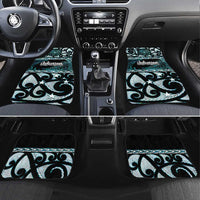 Kia Ora New Zealand Car Mats Aotearoa Proud Maori Paua Shell Silver Fern LT14 Set 4pcs Black - Polynesian Pride