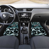 Kia Ora New Zealand Car Mats Aotearoa Proud Maori Paua Shell Silver Fern LT14 Set 2pcs - Front Black - Polynesian Pride