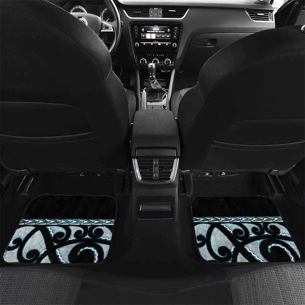 Kia Ora New Zealand Car Mats Aotearoa Proud Maori Paua Shell Silver Fern LT14 Set 2pcs - Back Black - Polynesian Pride