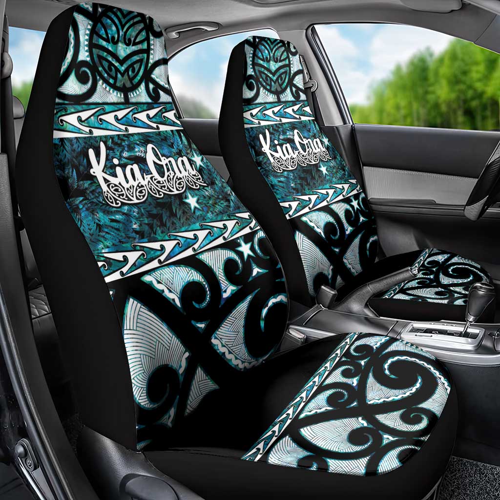 Kia Ora New Zealand Car Seat Cover Aotearoa Proud Maori Paua Shell Silver Fern - Polynesian Pride