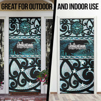 Kia Ora New Zealand Door Cover Aotearoa Proud Maori Paua Shell Silver Fern - Polynesian Pride