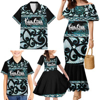 Kia Ora New Zealand Family Matching Mermaid Dress and Hawaiian Shirt Aotearoa Proud Maori Paua Shell Silver Fern LT14 - Polynesian Pride