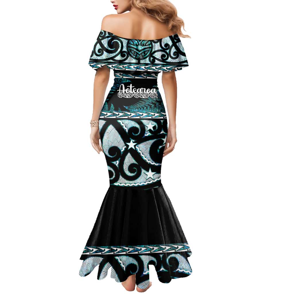 Kia Ora New Zealand Family Matching Mermaid Dress and Hawaiian Shirt Aotearoa Proud Maori Paua Shell Silver Fern LT14 - Polynesian Pride