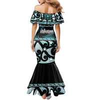 Kia Ora New Zealand Family Matching Mermaid Dress and Hawaiian Shirt Aotearoa Proud Maori Paua Shell Silver Fern LT14 - Polynesian Pride
