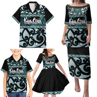 Kia Ora New Zealand Family Matching Puletasi and Hawaiian Shirt Aotearoa Proud Maori Paua Shell Silver Fern LT14 - Polynesian Pride