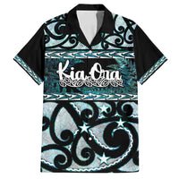 Kia Ora New Zealand Family Matching Tank Maxi Dress and Hawaiian Shirt Aotearoa Proud Maori Paua Shell Silver Fern LT14 Dad's Shirt - Short Sleeve Black - Polynesian Pride