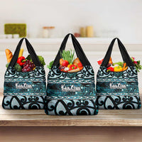 Kia Ora New Zealand Grocery Bag Aotearoa Proud Maori Paua Shell Silver Fern LT14 3-pack One Size Black - Polynesian Pride