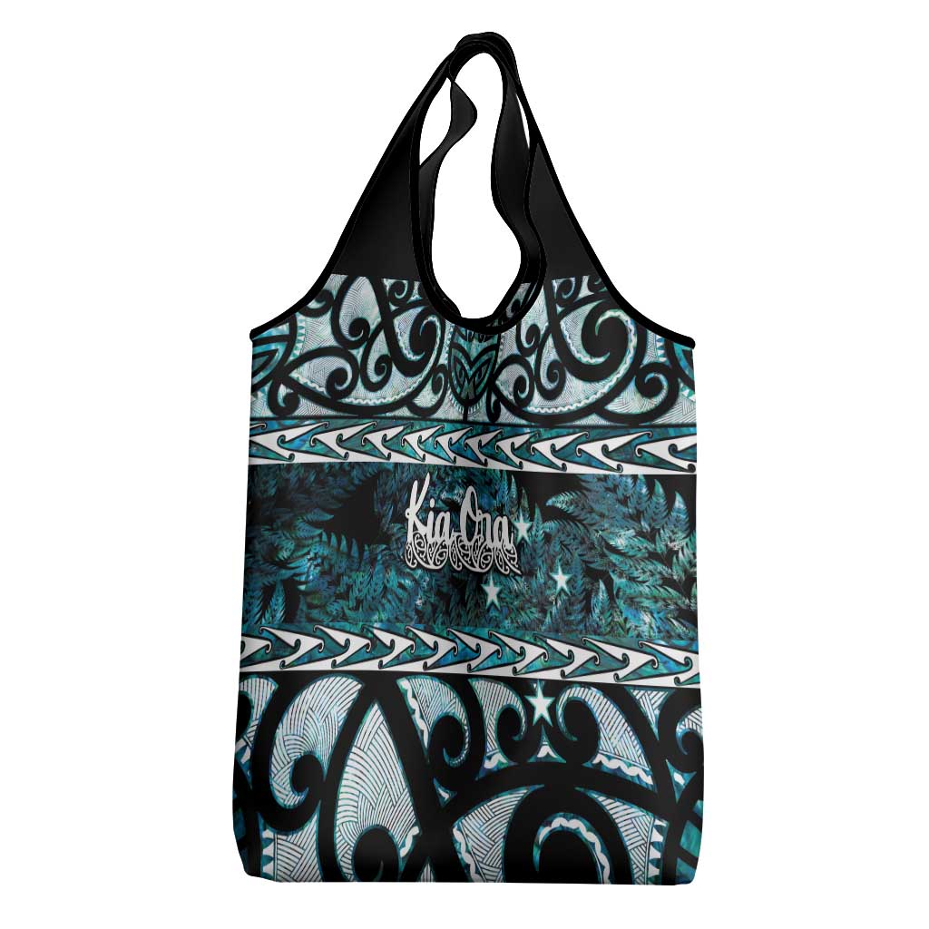 Kia Ora New Zealand Grocery Bag Aotearoa Proud Maori Paua Shell Silver Fern LT14 - Polynesian Pride