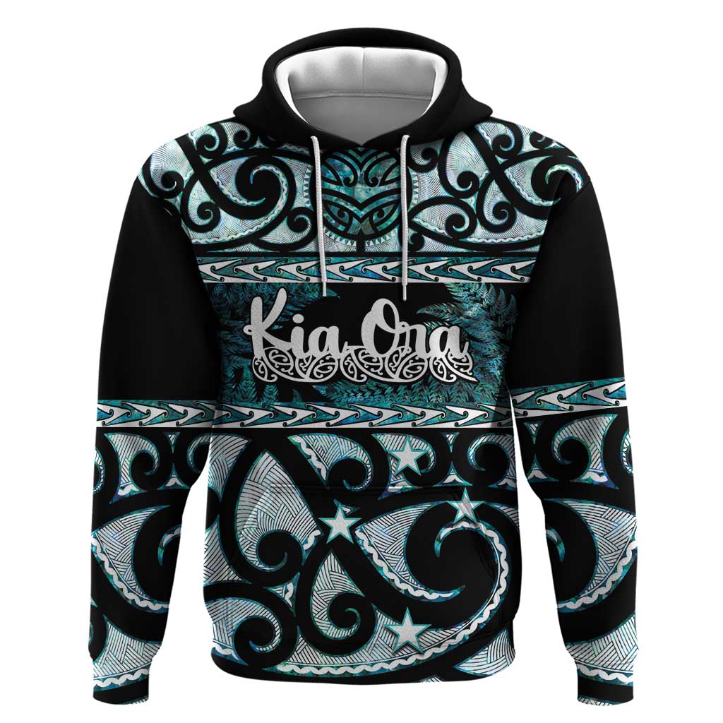 Kia Ora New Zealand Hoodie Aotearoa Proud Maori Paua Shell Silver Fern - Polynesian Pride