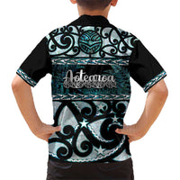 Kia Ora New Zealand Kid Hawaiian Shirt Aotearoa Proud Maori Paua Shell Silver Fern LT14 - Polynesian Pride