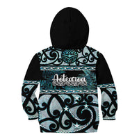 Kia Ora New Zealand Kid Hoodie Aotearoa Proud Maori Paua Shell Silver Fern - Polynesian Pride