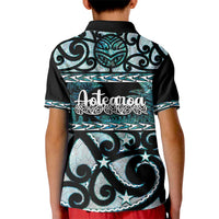 Kia Ora New Zealand Kid Polo Shirt Aotearoa Proud Maori Paua Shell Silver Fern LT14 - Polynesian Pride