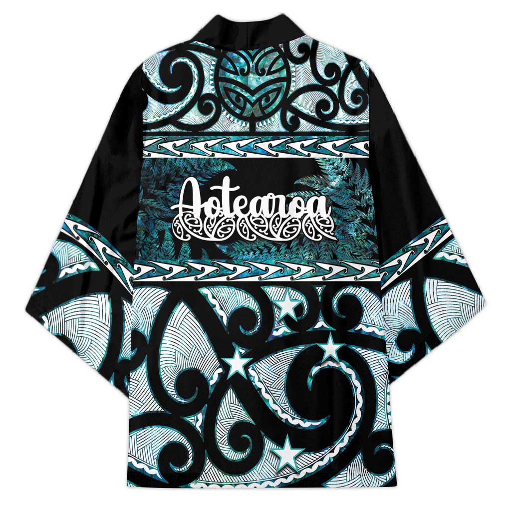 Kia Ora New Zealand Kimono Aotearoa Proud Maori Paua Shell Silver Fern - Polynesian Pride