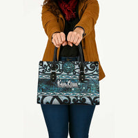 Kia Ora New Zealand Leather Bag Aotearoa Proud Maori Paua Shell Silver Fern - Polynesian Pride