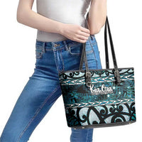 Kia Ora New Zealand Leather Tote Bag Aotearoa Proud Maori Paua Shell Silver Fern LT14 - Polynesian Pride