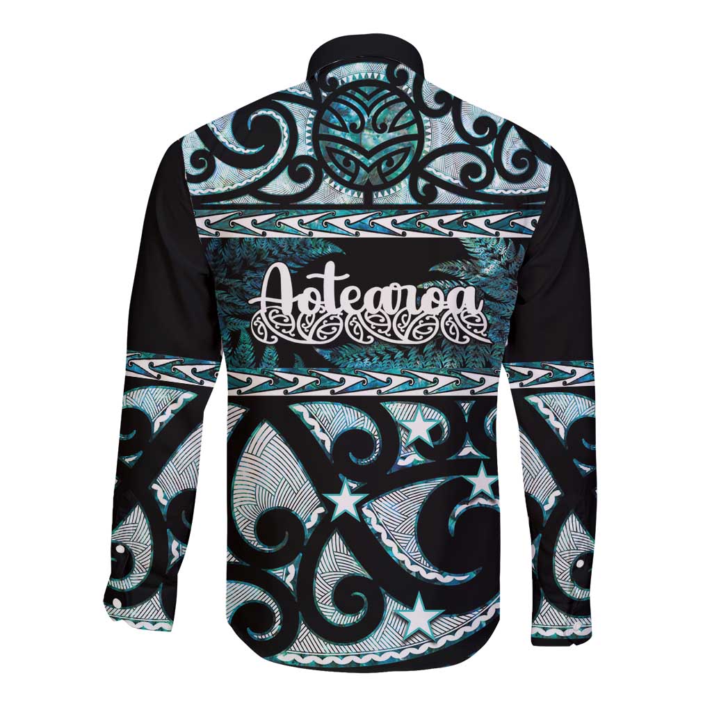 Kia Ora New Zealand Long Sleeve Button Shirt Aotearoa Proud Maori Paua Shell Silver Fern LT14 - Polynesian Pride