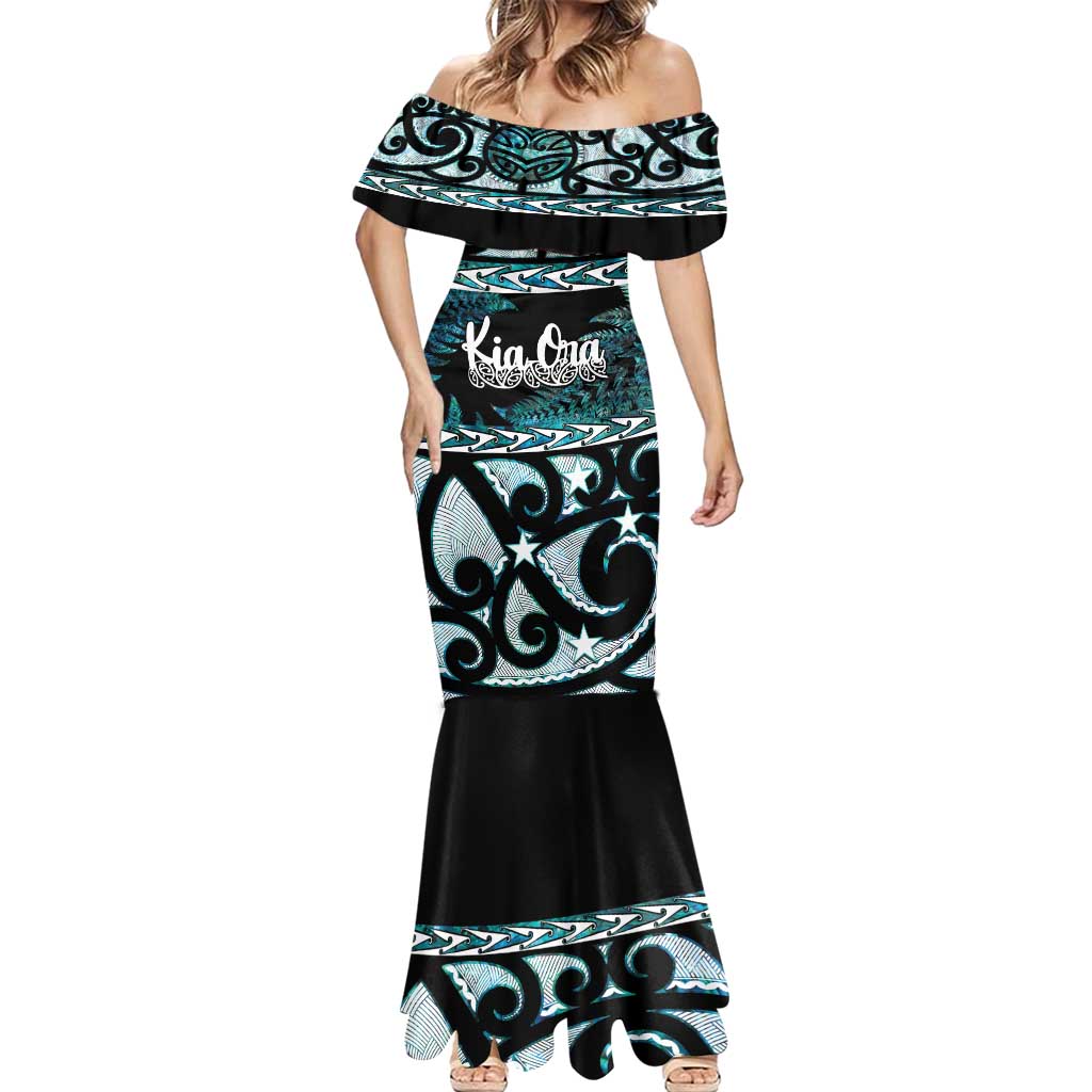 Kia Ora New Zealand Mermaid Dress Aotearoa Proud Maori Paua Shell Silver Fern - Polynesian Pride
