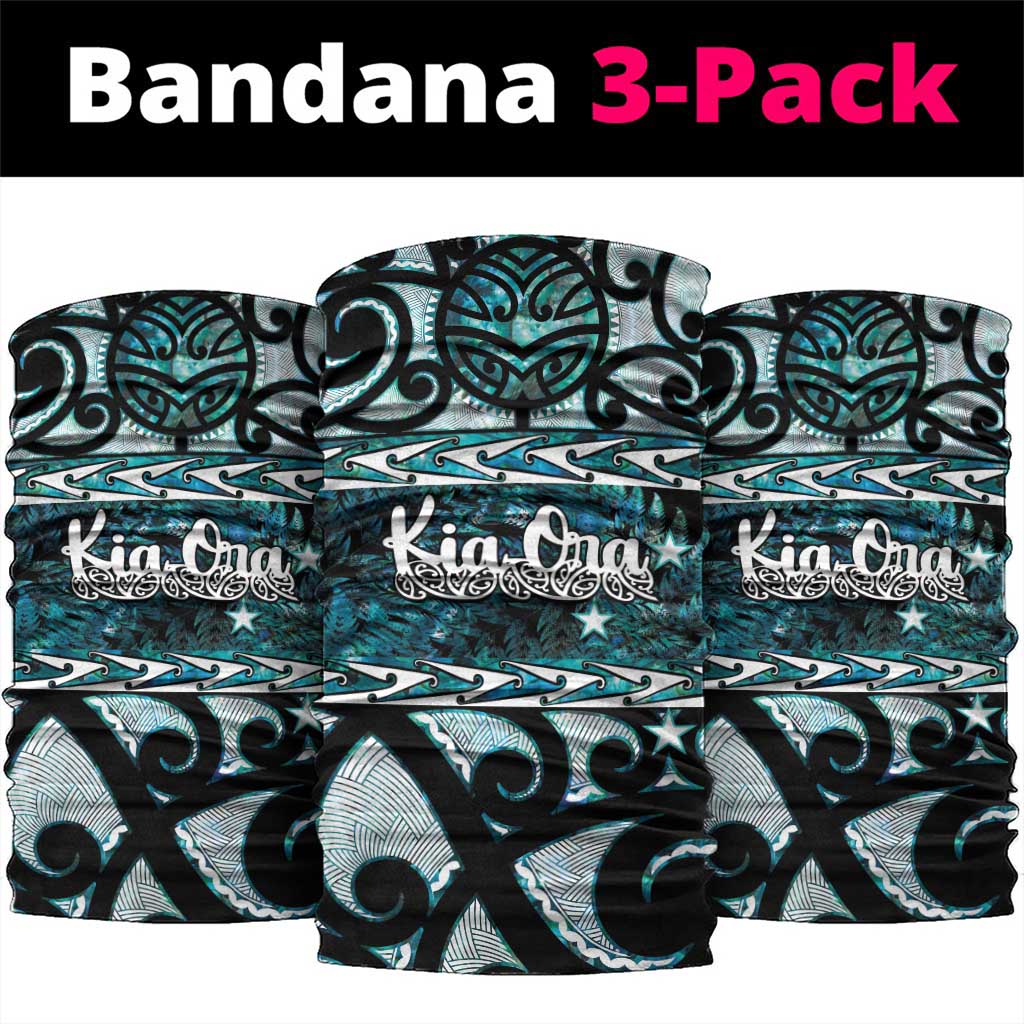 Kia Ora New Zealand Neck Gaiter Aotearoa Proud Maori Paua Shell Silver Fern LT14 package One Size: 25*50cm Black - Polynesian Pride