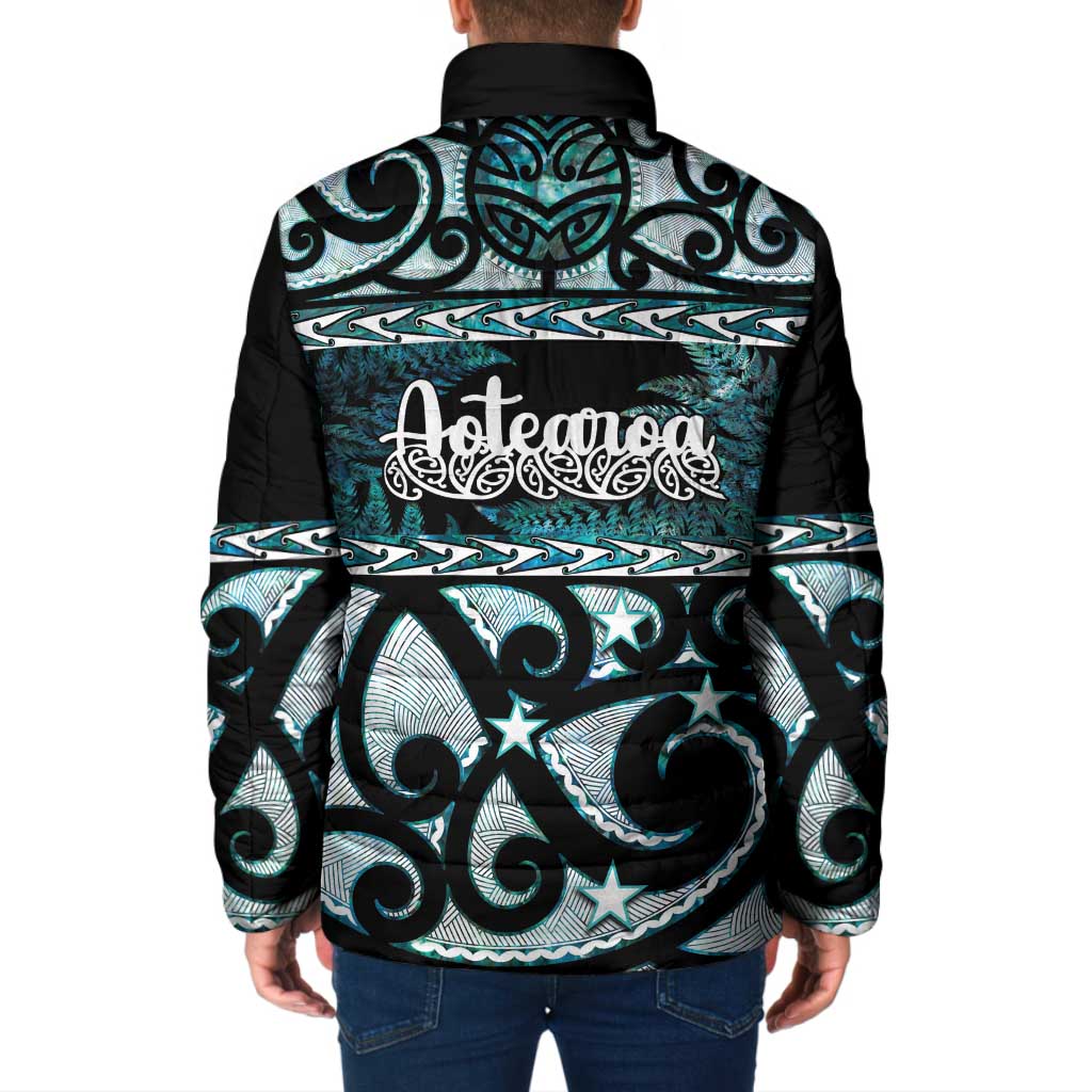 Kia Ora New Zealand Padded Jacket Aotearoa Proud Maori Paua Shell Silver Fern - Polynesian Pride
