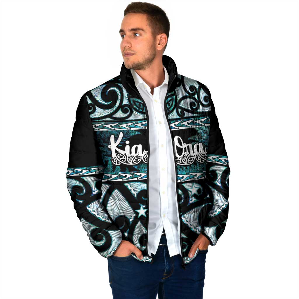 Kia Ora New Zealand Padded Jacket Aotearoa Proud Maori Paua Shell Silver Fern - Polynesian Pride
