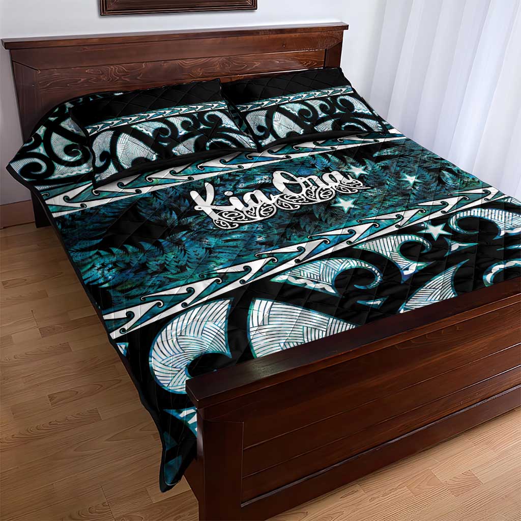 Kia Ora New Zealand Quilt Bed Set Aotearoa Proud Maori Paua Shell Silver Fern - Polynesian Pride