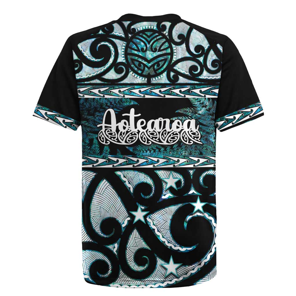 Kia Ora New Zealand Rugby Jersey Aotearoa Proud Maori Paua Shell Silver Fern - Polynesian Pride