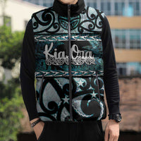 Kia Ora New Zealand Sleeveless Puffer Jacket Aotearoa Proud Maori Paua Shell Silver Fern - Polynesian Pride