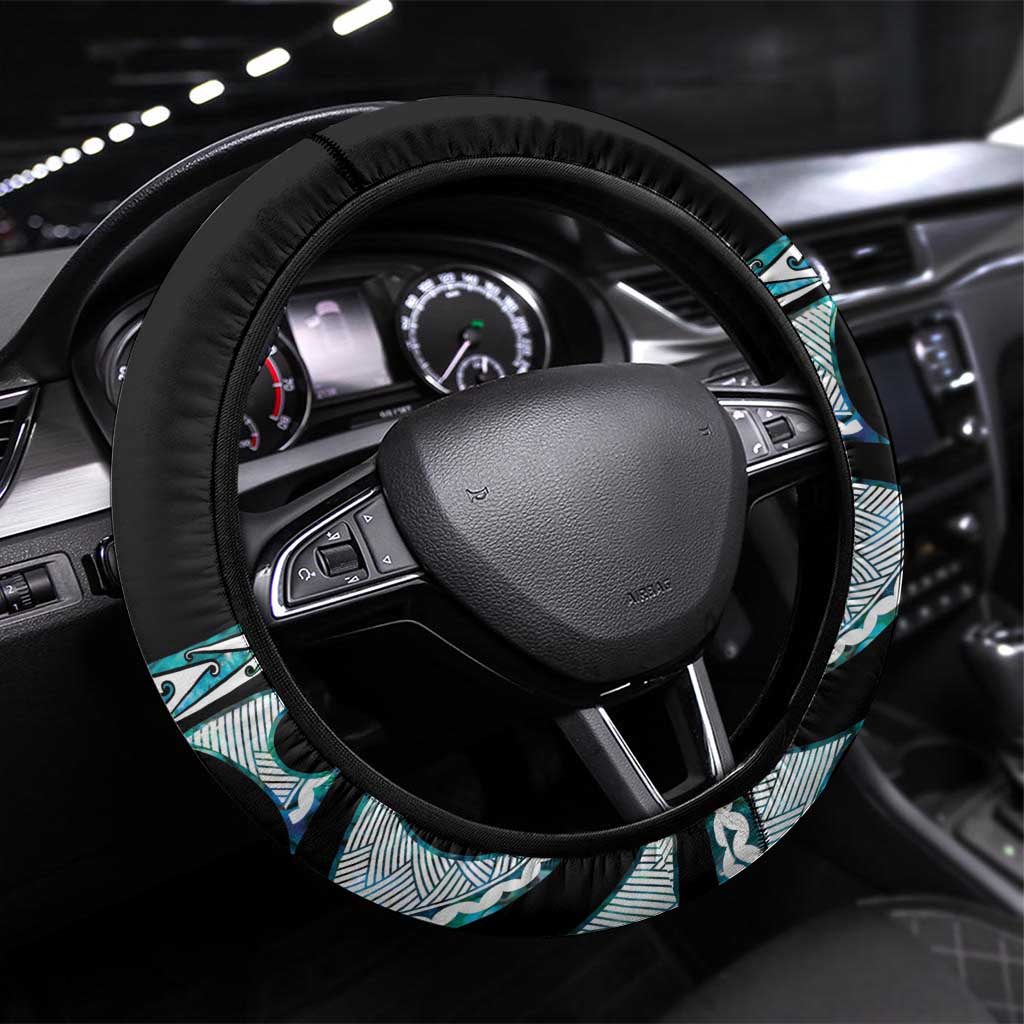Kia Ora New Zealand Steering Wheel Cover Aotearoa Proud Maori Paua Shell Silver Fern - Polynesian Pride
