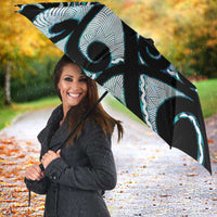 Kia Ora New Zealand Umbrella Aotearoa Proud Maori Paua Shell Silver Fern - Polynesian Pride