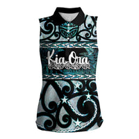 Kia Ora New Zealand Women Sleeveless Polo Shirt Aotearoa Proud Maori Paua Shell Silver Fern - Polynesian Pride