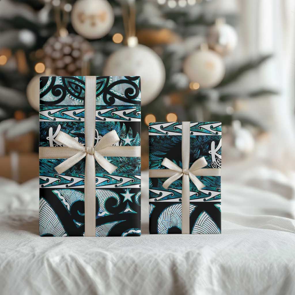 Kia Ora New Zealand Wrapping Paper Aotearoa Proud Maori Paua Shell Silver Fern - Polynesian Pride