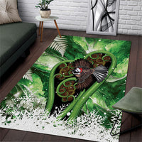Piwakawaka New Zealand Christmas In July Area Rug NZ Aroha Koru Fern Marble Vibes LT14 Green - Polynesian Pride
