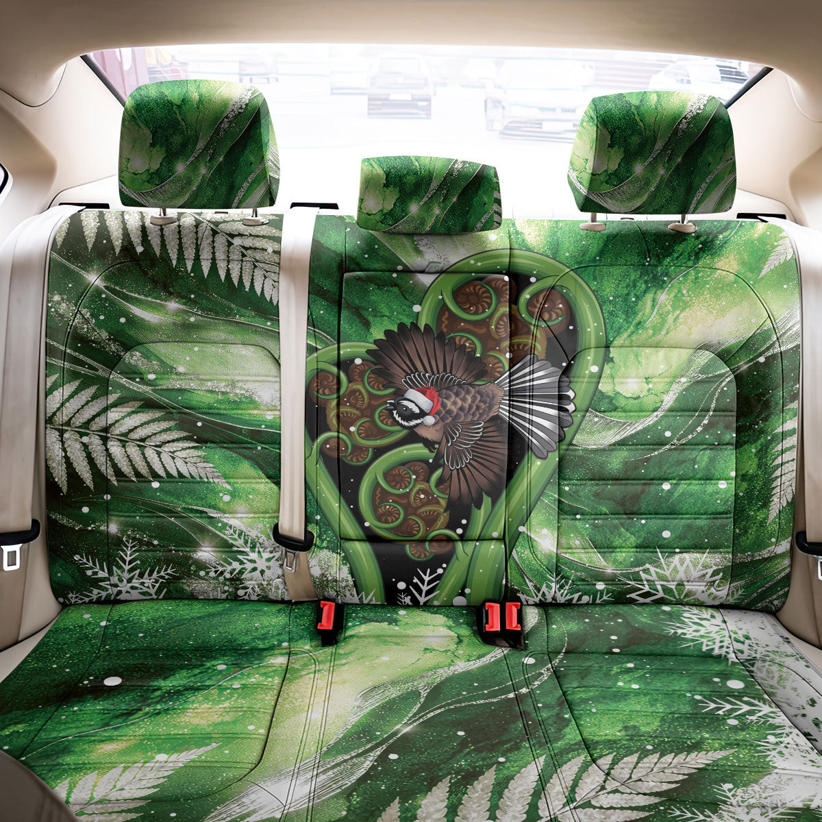 Piwakawaka New Zealand Christmas In July Back Car Seat Cover NZ Aroha Koru Fern Marble Vibes LT14 - Polynesian Pride
