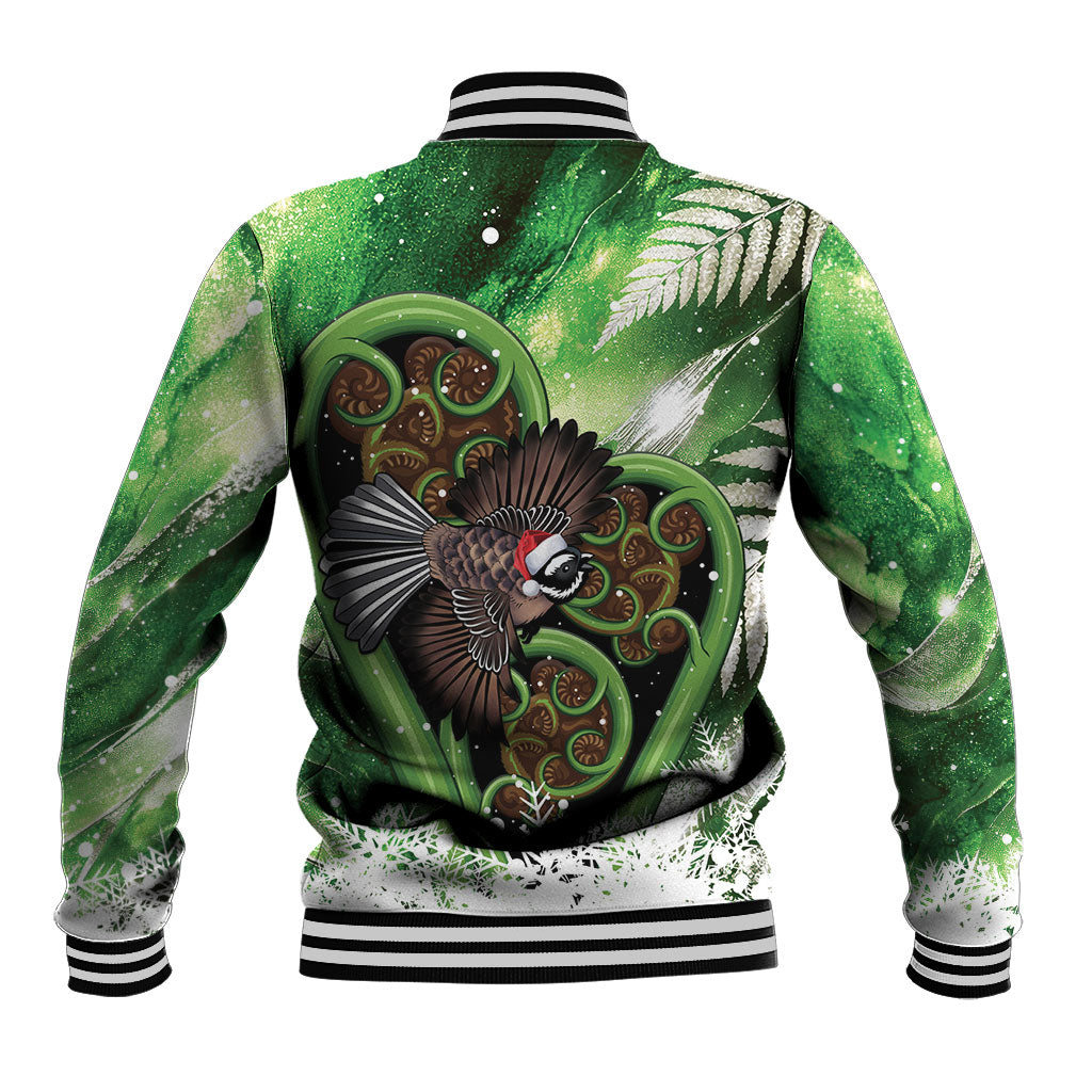 Piwakawaka New Zealand Christmas In July Baseball Jacket NZ Aroha Koru Fern Marble Vibes LT14 - Polynesian Pride