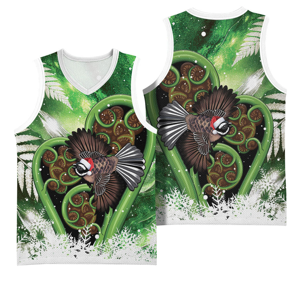 Piwakawaka New Zealand Christmas In July Basketball Jersey NZ Aroha Koru Fern Marble Vibes LT14 - Polynesian Pride