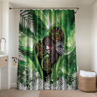 Piwakawaka New Zealand Christmas In July Bathroom Set NZ Aroha Koru Fern Marble Vibes LT14 Shower Curtain Only Green - Polynesian Pride