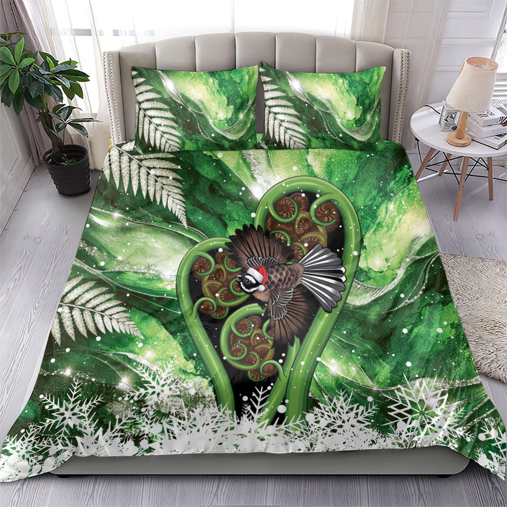 Piwakawaka New Zealand Christmas In July Bedding Set NZ Aroha Koru Fern Marble Vibes LT14 - Polynesian Pride