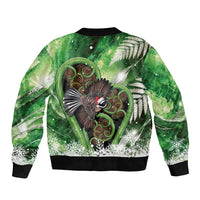 Piwakawaka New Zealand Christmas In July Bomber Jacket NZ Aroha Koru Fern Marble Vibes LT14 - Polynesian Pride