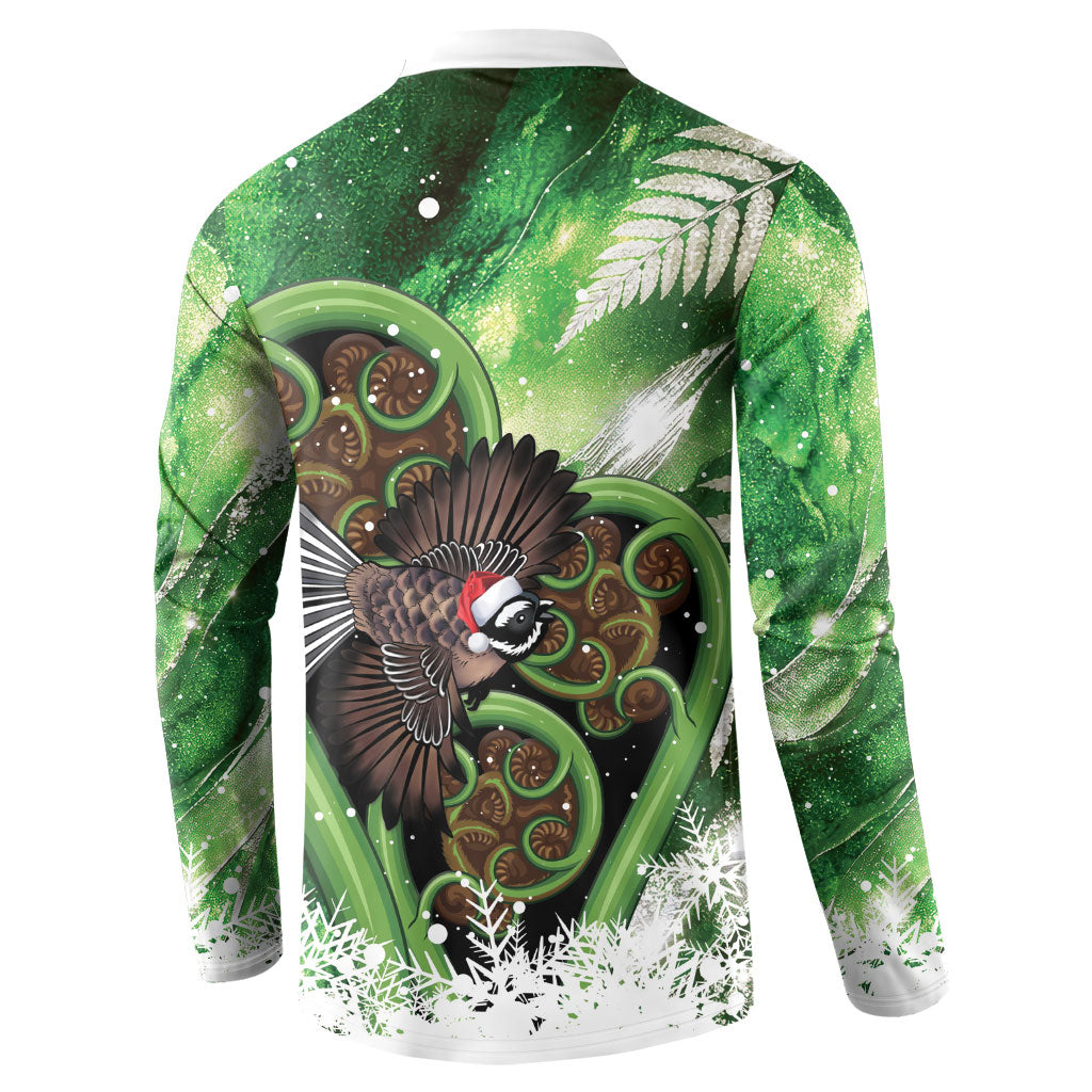 Piwakawaka New Zealand Christmas In July Button Sweatshirt NZ Aroha Koru Fern Marble Vibes LT14 - Polynesian Pride