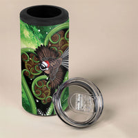 Piwakawaka New Zealand Christmas In July 4 in 1 Can Cooler Tumbler NZ Aroha Koru Fern Marble Vibes LT14 - Polynesian Pride