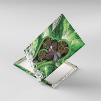 Piwakawaka New Zealand Christmas In July Canvas Wall Art NZ Aroha Koru Fern Marble Vibes LT14 With Frame Green - Polynesian Pride
