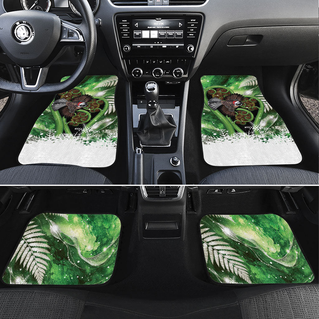 Piwakawaka New Zealand Christmas In July Car Mats NZ Aroha Koru Fern Marble Vibes LT14 Set 4pcs Green - Polynesian Pride