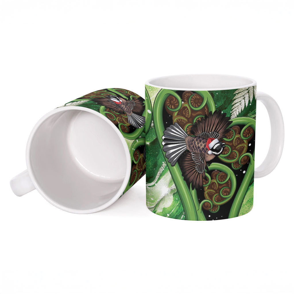 Piwakawaka New Zealand Christmas In July Ceramic Mug NZ Aroha Koru Fern Marble Vibes LT14 - Polynesian Pride