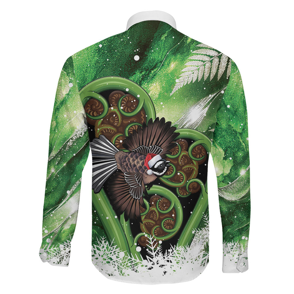 Piwakawaka New Zealand Christmas In July Family Matching Long Sleeve Bodycon Dress and Hawaiian Shirt NZ Aroha Koru Fern Marble Vibes LT14 - Polynesian Pride