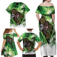 Piwakawaka New Zealand Christmas In July Family Matching Off Shoulder Maxi Dress and Hawaiian Shirt NZ Aroha Koru Fern Marble Vibes LT14 - Polynesian Pride